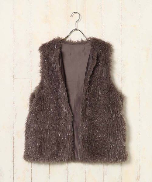 Bleu Bleuet（ブルーブルーエ） ベスト ジレ ラメファーベスト