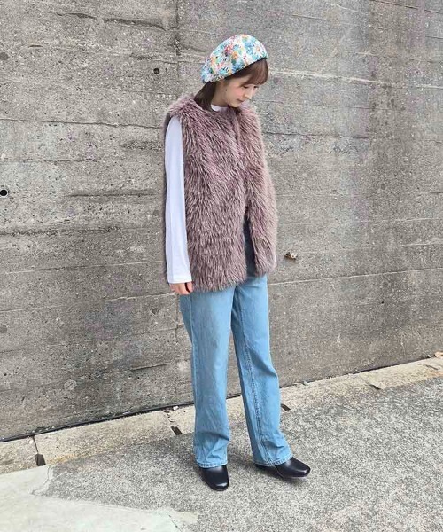 Bleu Bleuet（ブルーブルーエ） ベスト ジレ ラメファーベスト