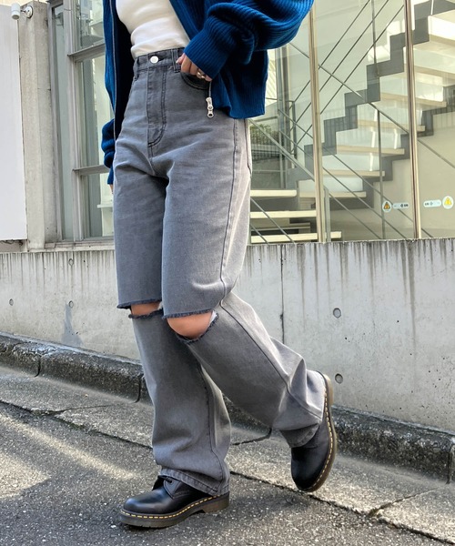 [Snap club] Denim брюки M sax голубой женский 