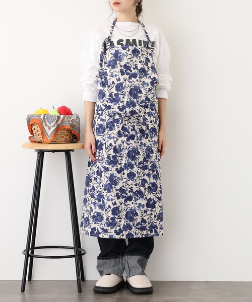 l'atelier Nuuit（アトリエ ヌイ） エプロン 綿麻プリントフルエプロン