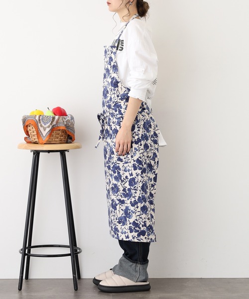 l'atelier Nuuit（アトリエ ヌイ） エプロン 綿麻プリントフルエプロン