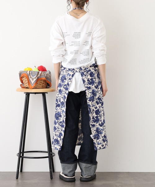 l'atelier Nuuit（アトリエ ヌイ） エプロン 綿麻プリントフルエプロン