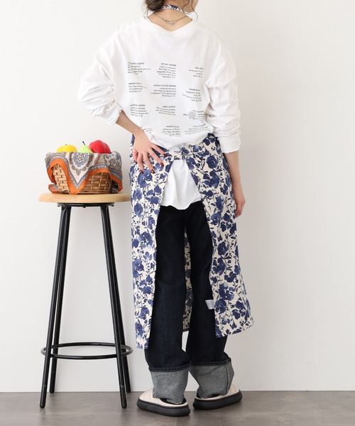 l'atelier Nuuit（アトリエ ヌイ） エプロン 綿麻プリントフルエプロン