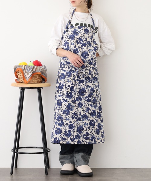 l'atelier Nuuit（アトリエ ヌイ） エプロン 綿麻プリントフルエプロン