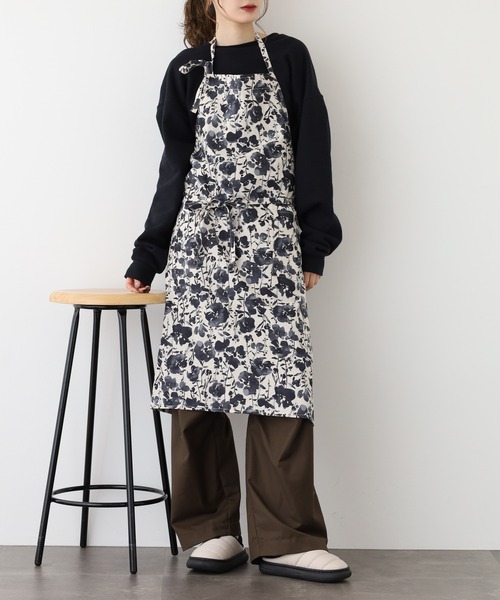 l'atelier Nuuit（アトリエ ヌイ） エプロン 綿麻プリントフルエプロン
