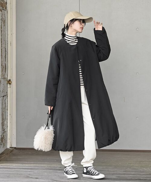 r・p・s（アールピーエス） ノーカラーコート コート 裾バルーン中綿