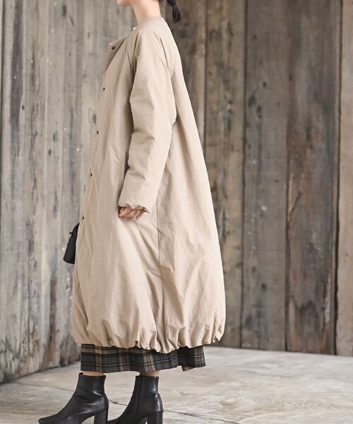 r・p・s（アールピーエス） ノーカラーコート コート 裾バルーン中綿
