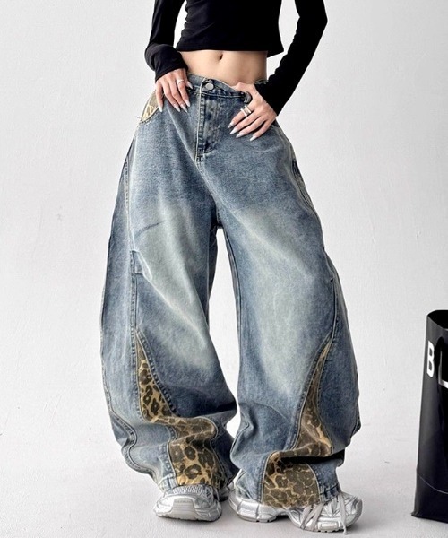 SHEENA（シーナ） ジーンズ デニム デニムパンツ レオパード柄切替
