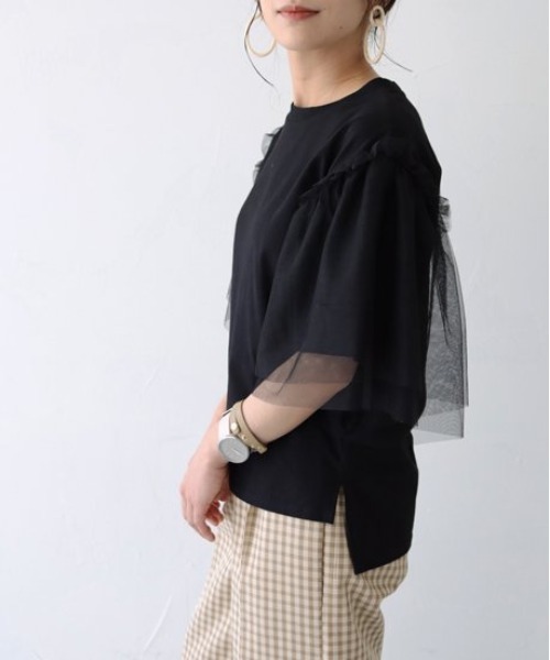 「PREFERIR」 「vingtrois」半袖カットソー MEDIUM ブラック レディース_画像5