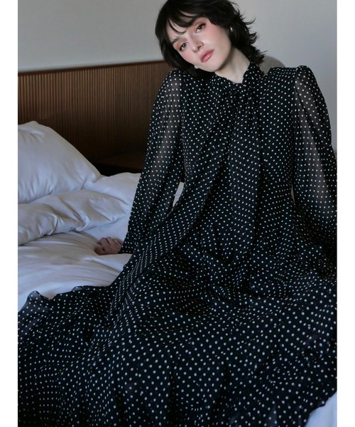 AMOMMA（アモマ） ワンピース ADELE DOT CIFFON TIE DRESS : ZOZOTOWN