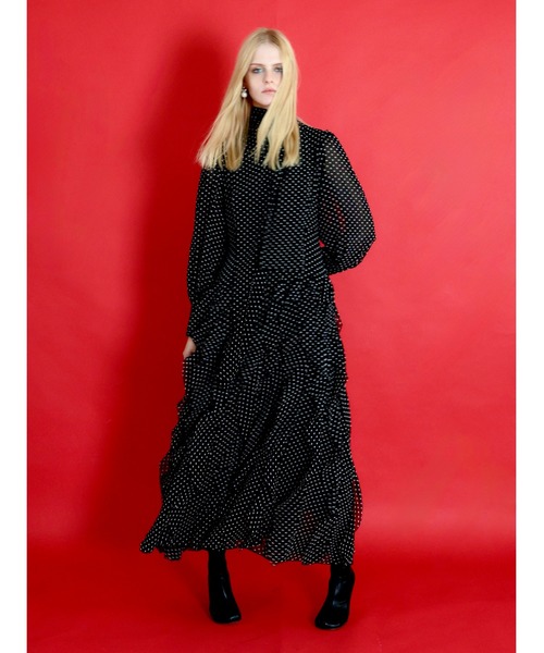 ワンピース ADELE DOT CIFFON TIE DRESSの画像