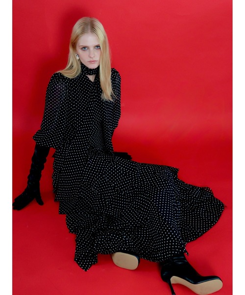 ワンピース ADELE DOT CIFFON TIE DRESSの画像