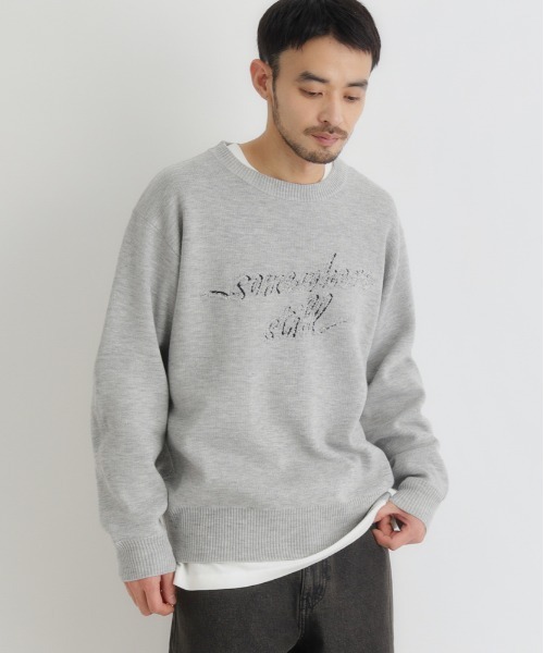 BACK NUMBER セーター ニット 「BACK NUMBER」アクリルロゴクルー