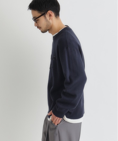 BACK NUMBER セーター ニット 「BACK NUMBER」アクリルロゴクルー BACK NUMBER セーター ニット 「BACK NUMBER」アクリルロゴクルー