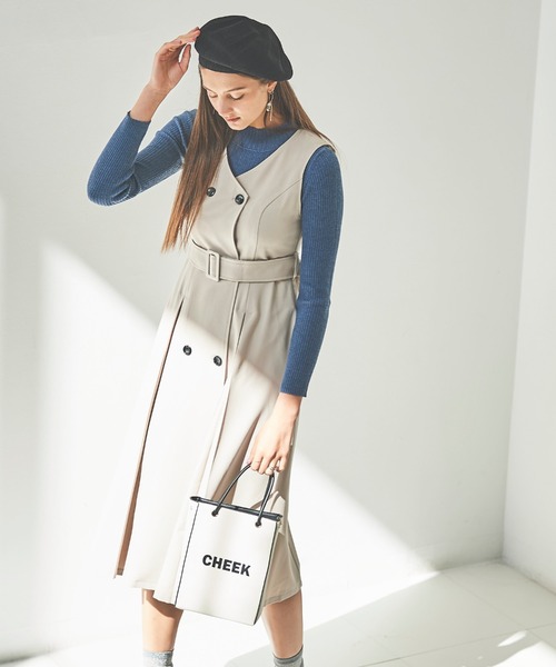 「Cheek」 トレンチコート SMALL ネイビー レディース_画像2