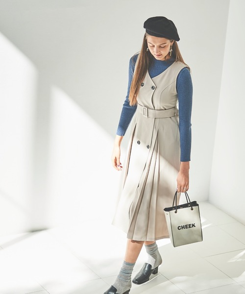 「Cheek」 トレンチコート SMALL ネイビー レディース_画像4