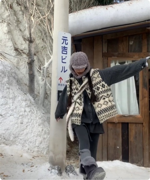 I.O.E ベスト ジレ ウィンターパターンボアベスト レディース