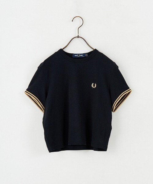 tシャツ 「FRED PERRY/フレッドペリー」 ワンポイントロゴ刺繍 クロップド丈Tシャツ レディースの画像