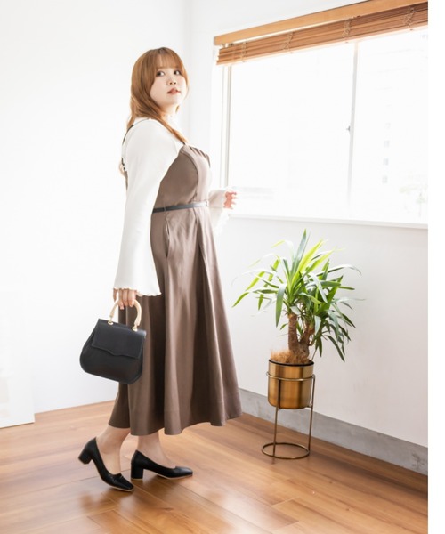 「CLETTE」 キャミソールワンピース LL ブラウン レディース_画像3
