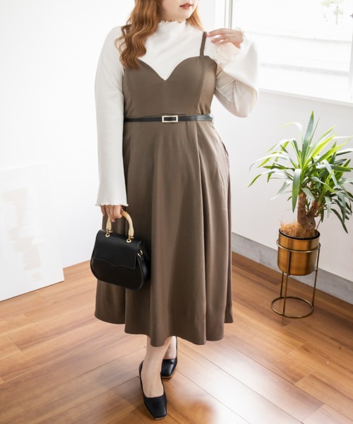 「CLETTE」 キャミソールワンピース LL ブラウン レディース_画像5