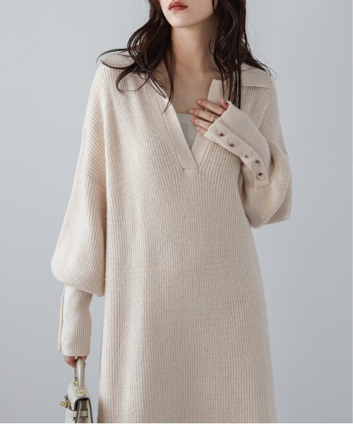 「La-gemme」 ニットワンピース フリー ブラウン レディース_画像5