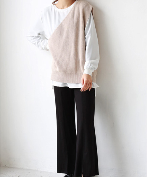 「REAL CUBE」 ニットベスト M ブラウン レディース_画像4