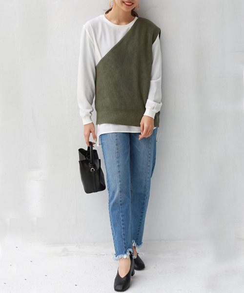 「REAL CUBE」 ニットベスト M ブラウン レディース_画像5