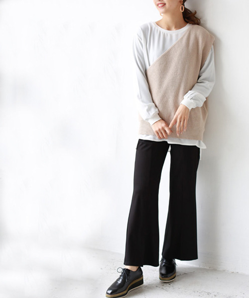 「REAL CUBE」 ニットベスト M ブラウン レディース_画像6