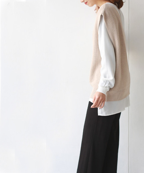 「REAL CUBE」 ニットベスト M ブラウン レディース_画像8