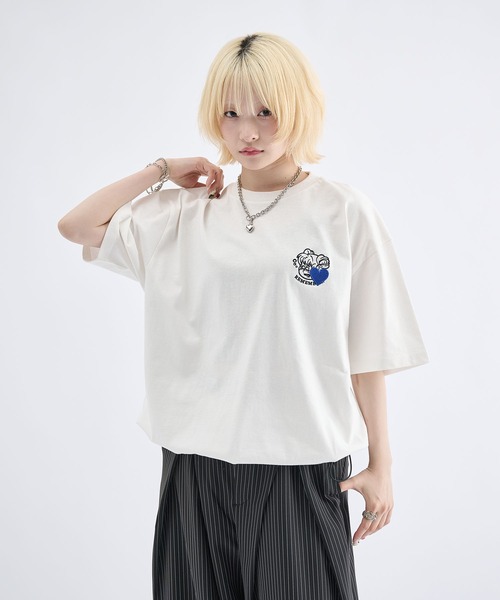 Remember. tシャツ ハートロゴ刺繍短丈ドローコードTシャツ / Heart