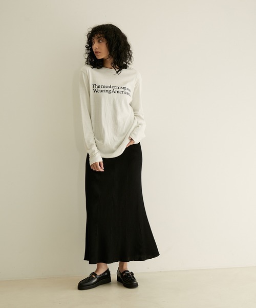 「SALON adam et rope'」 ニットスカート FREE カーキ レディース_画像2