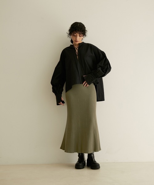 「SALON adam et rope'」 ニットスカート FREE カーキ レディース_画像7