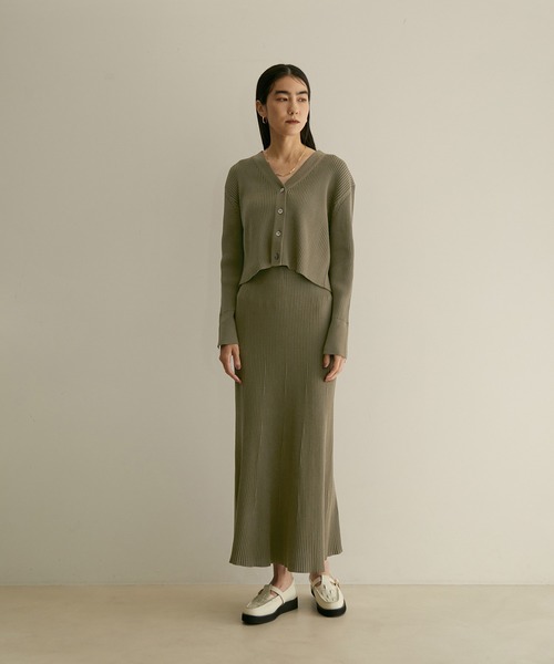 「SALON adam et rope'」 ニットスカート FREE カーキ レディース_画像8
