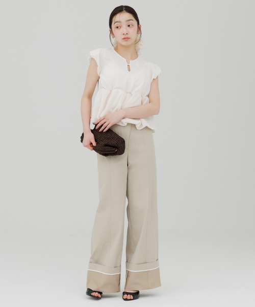 チノパン waist design wide chino pants（ウエストデザインワイド