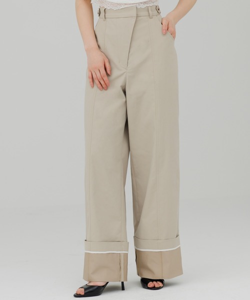 チノパン waist design wide chino pants（ウエストデザインワイド