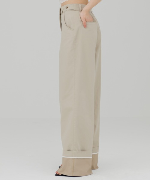 チノパン waist design wide chino pants（ウエストデザインワイド