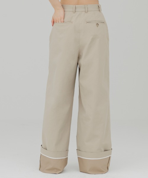 チノパン waist design wide chino pants（ウエストデザインワイド