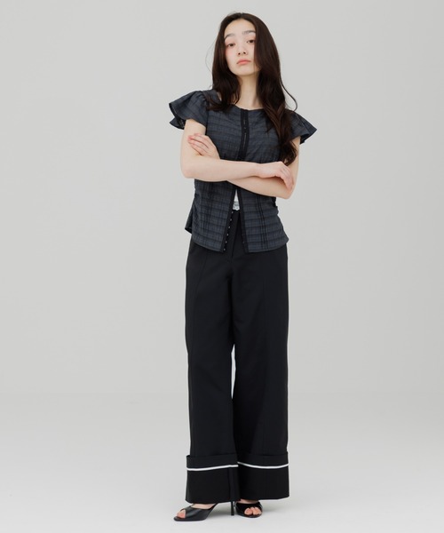 チノパン waist design wide chino pants（ウエストデザインワイド