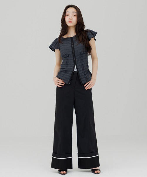 チノパン waist design wide chino pants（ウエストデザインワイド