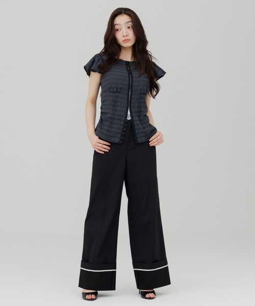チノパン waist design wide chino pants（ウエストデザインワイド