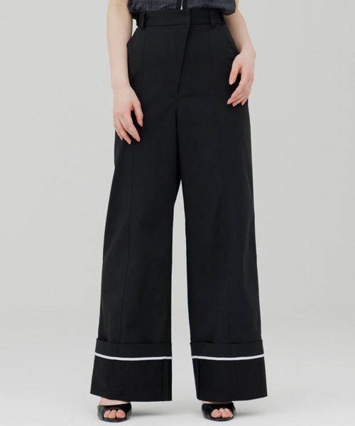 チノパン waist design wide chino pants（ウエストデザインワイド