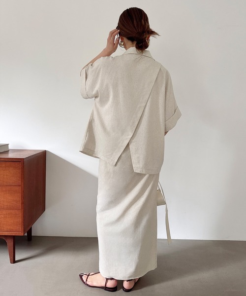 JUNOAH（ジュノア） セットアップ リネン混バックスリットジャケット