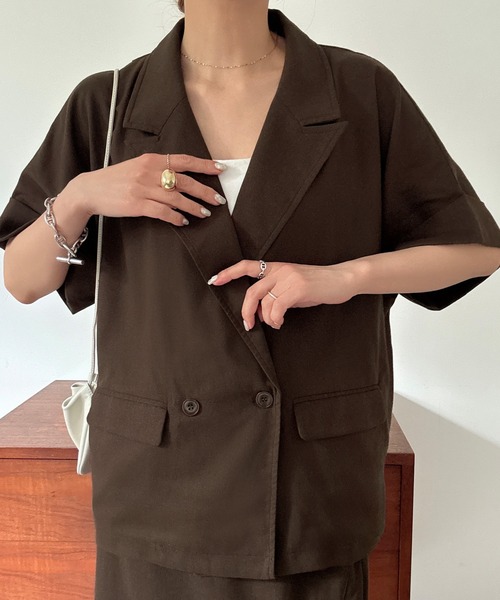 JUNOAH（ジュノア） セットアップ リネン混バックスリットジャケット