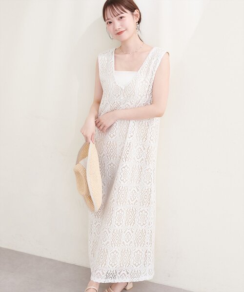 natural couture ワンピース 「Erikoコラボ」前後2WAYレース