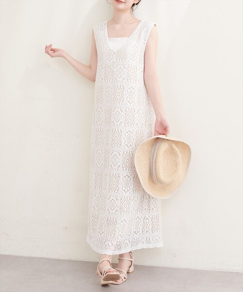 natural couture ワンピース 「Erikoコラボ」前後2WAYレース