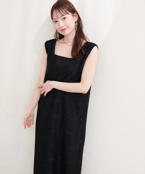 natural couture ワンピース 「Erikoコラボ」前後2WAYレース
