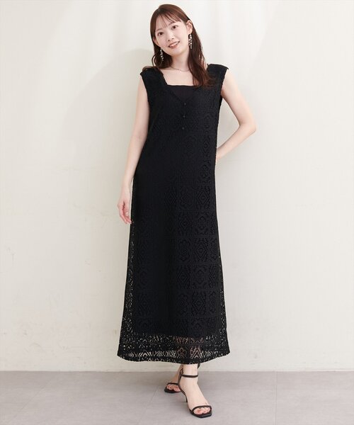 natural couture ワンピース 「Erikoコラボ」前後2WAYレース