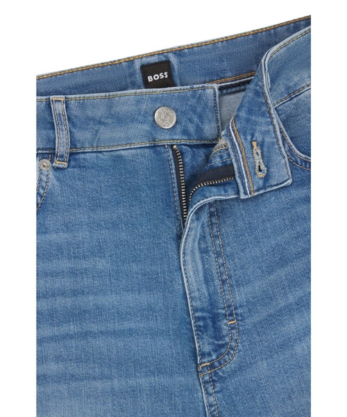 ジーンズ デニム デニムパンツ ハイウエスト クロップドジーンズ ブルー コンフォートストレッチデニム レディースの画像