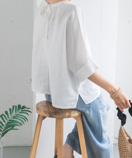 ブラウス シャツ リネン2WAYブラウス レディースの画像