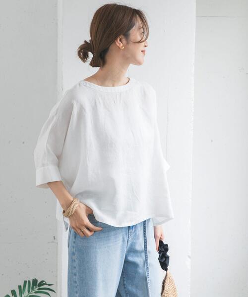 ブラウス シャツ リネン2WAYブラウス レディースの画像